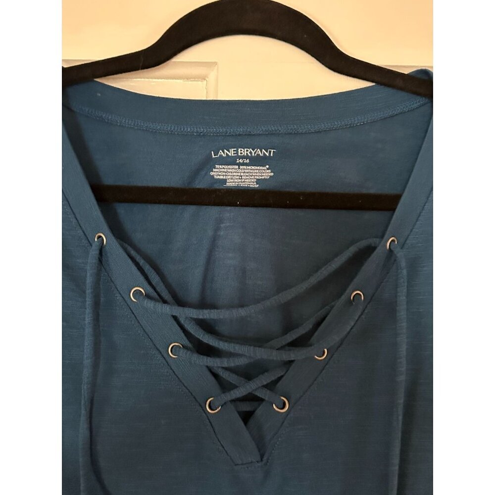 Lane Bryant Womens Top Blue Short Sleeve Size 14 16